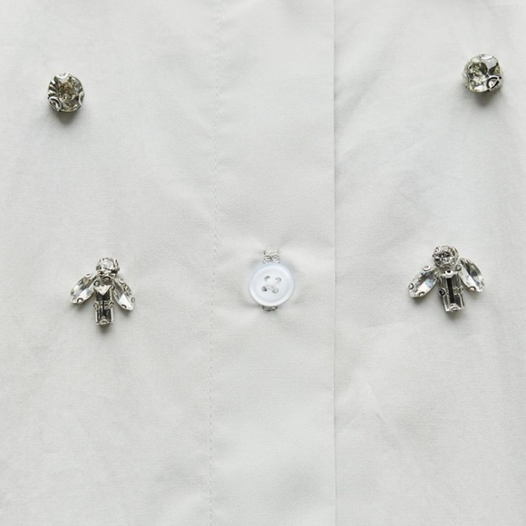 ZARA NWT JEWEL POPLIN SHIRT SMALL - Picture 3 of 3